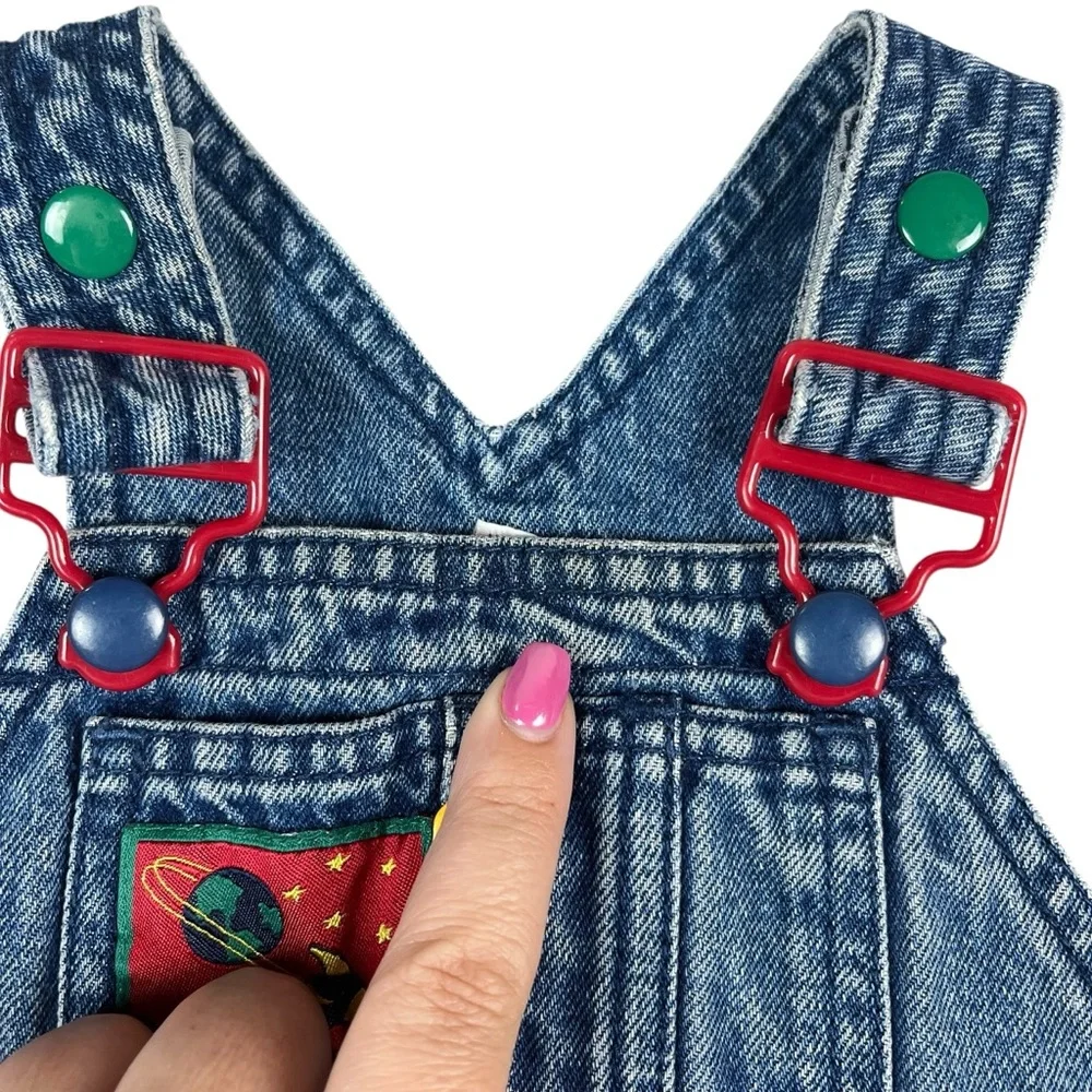 Vintage Gymboree Infant Denim Overalls Space Rocket 